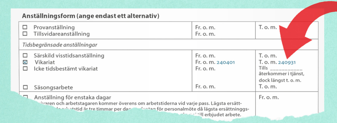 Del av anställningsavtal.