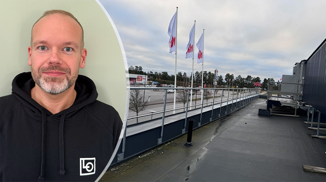 Personal bytte filter – gick upp på tak utan räcke